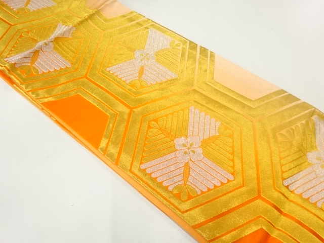 亀甲に若松模様織出し袋帯